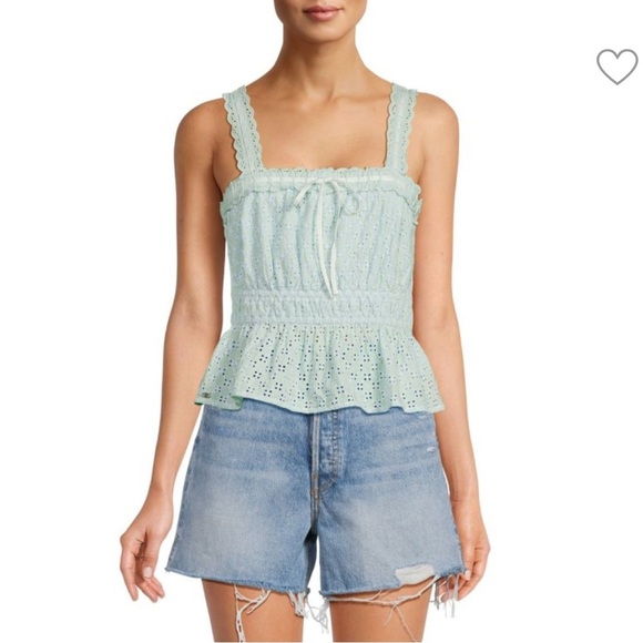 Sam Edelman Doria Eyelet Lace Crop Top LG - Picture 1 of 6